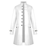 Wyongtao Savings Mens Tuxedo Tailcoat Winter Cardigan Swallowtail Suit Jacket Dinner Party Wedding Blazer Slim Fit Show Tux Dress Coat,White XL